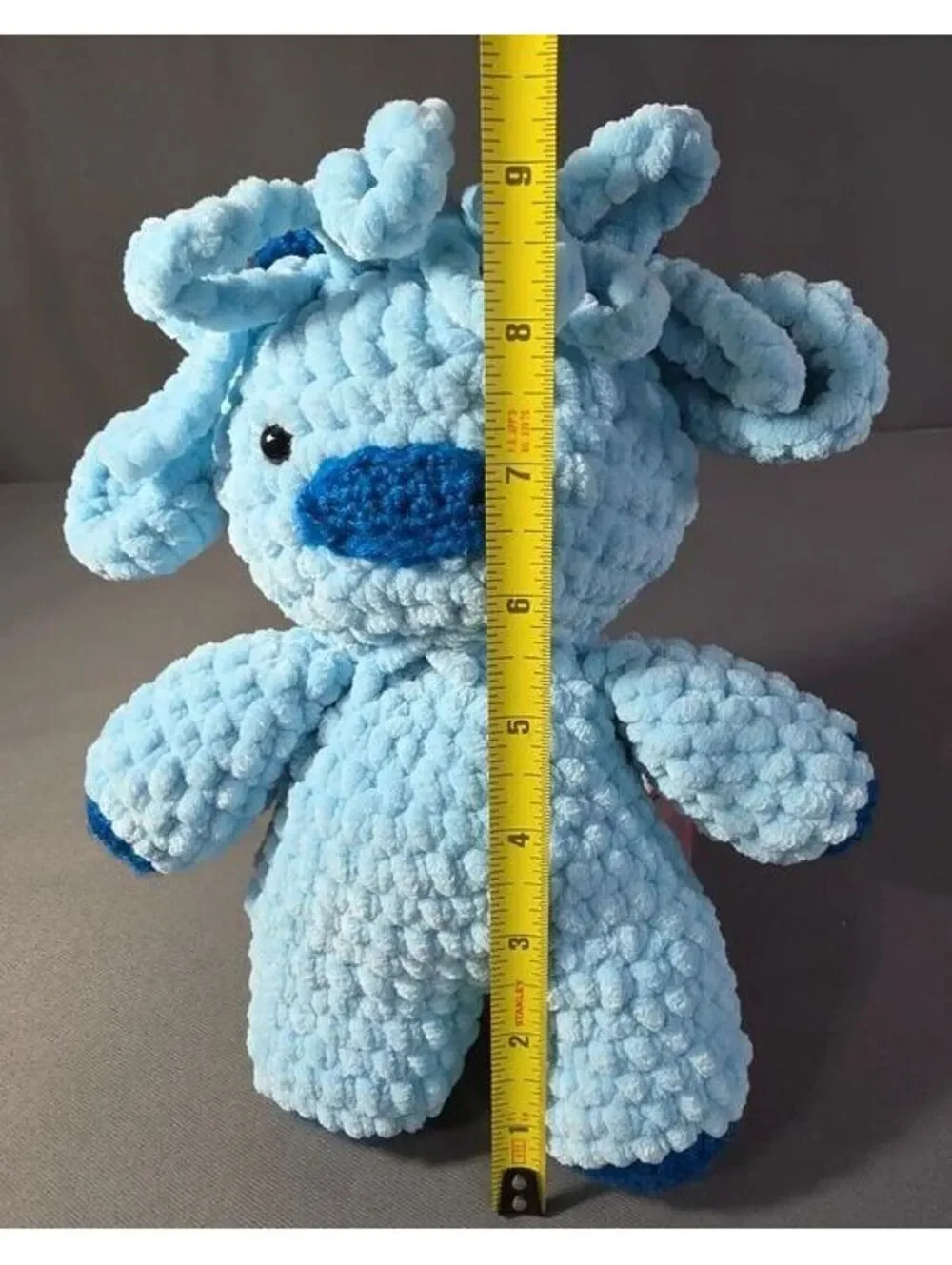 Handmade Blueberry Highland Cow Crocheted Plushie Amigurumi Toy